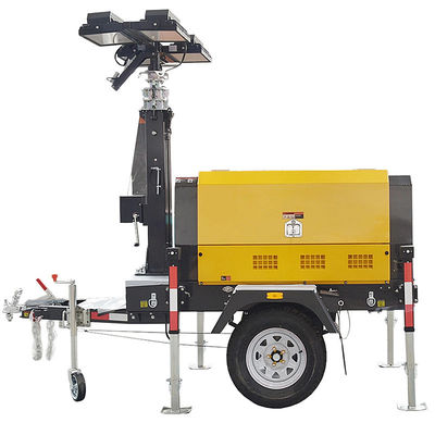 comprar 2 ruedas Diesel Powered torres de luz de construcción portátil luces de vigilancia Sistemas Diesel Torre de luz online manufacture