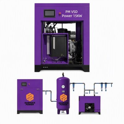 Comprar Compresor de aire con enfriamiento por aire PM VSD Máquina de compresión industrial Sistema de compresión de aire con accionamiento de frecuencia variable online manufacture