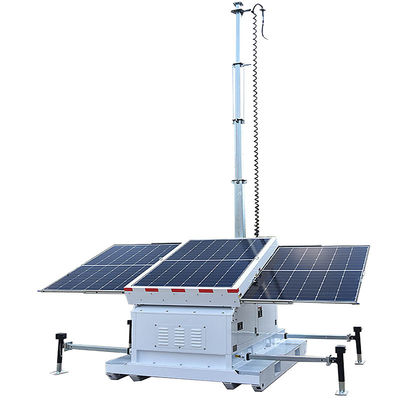 Torre de luz montada en remolque con energía solar Torre LED móvil con panel monocristalino