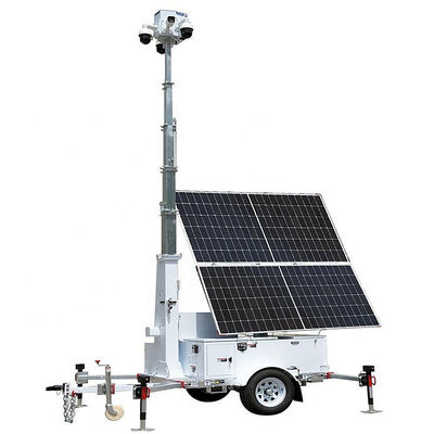 Solar LED Light Tower Rotating Surveillance Camera Emergency Response Zones Portable Solar Light Tower
