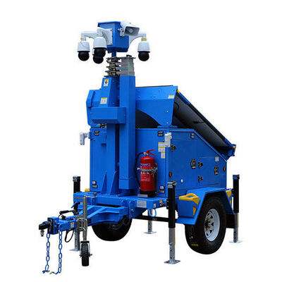 Portable Solar Light Tower Rotating Surveillance Camera Construction Site Solar Powered Light Tower